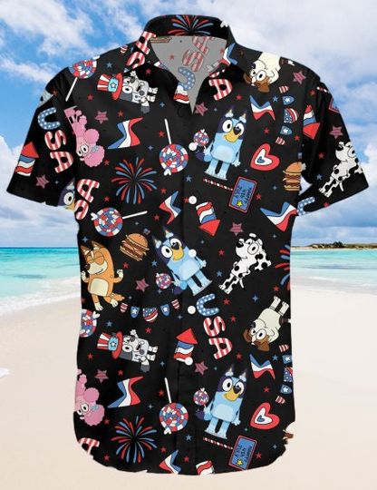 4th Of July Hawaiian Shirt, BlueyDad Family Shirt, BlueyDad Hawaiian Shirt