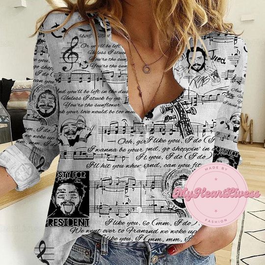 Post Malone Shirt, Post Malone Linen Blouse, Shirts For Women