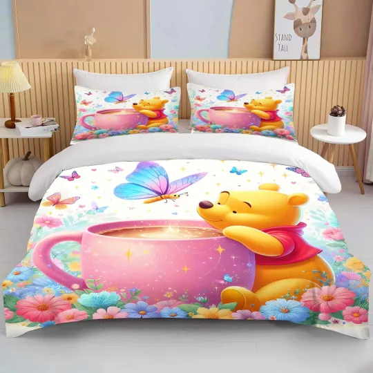 Disney Winnie The Pooh Printed Bedding Set Duvet Cover Anime Bedding Set