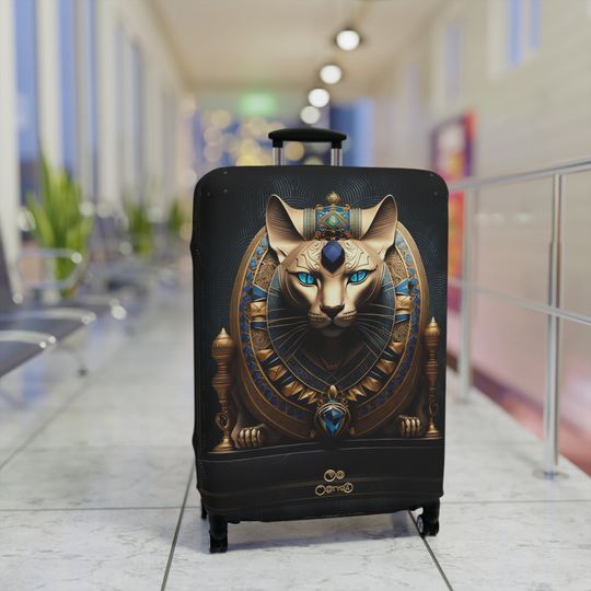 Sphinx Cat Suitcase Cover Pharaoh Cat Luggage Cover Royal Cat Suitcase Protector Travel Luggage Cover