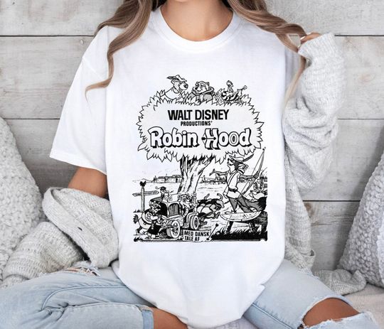 Vintage Robin Hood Sketch Shirt, Robin Hood Squad Shirt, Disney Robin Hood Character Shirt