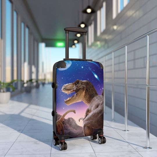 Kid's Suitcase T-Rex Dinosaur Carry On Roller Bag Tyrannosaurus Rex Dinosaur Children's Luggage Suitcase
