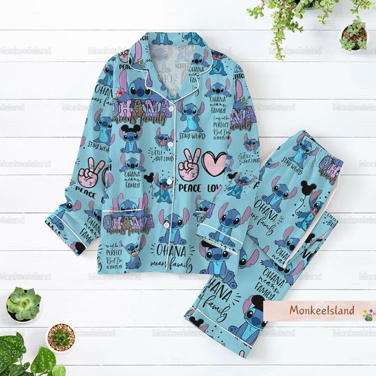 Discover Funny Blue Dog Pajamas, Blue Dog Ohana Women Pajamas,  Blue Dog Thick Pajamas