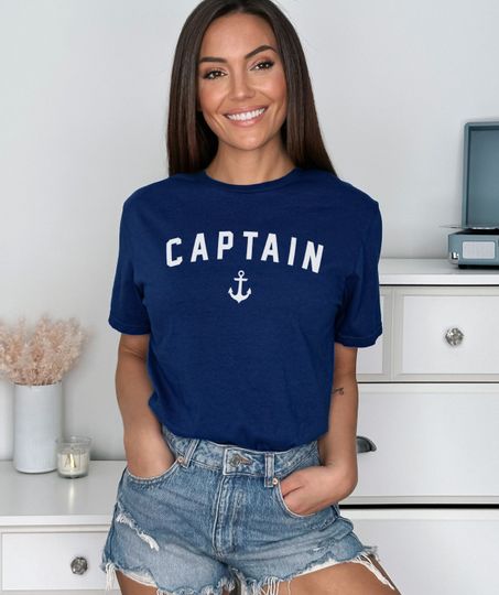 Captain T-Shirt - Nautical Shirt - Navy Blue Captain Shirt - Anchor Sailing Boat TShirt