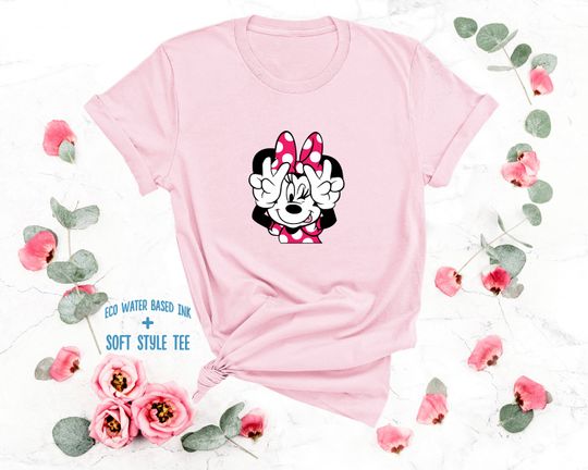 Minnie Mouse Peace T-Shirt, Cute Disney Parks Tee, Matching Mom Daughter