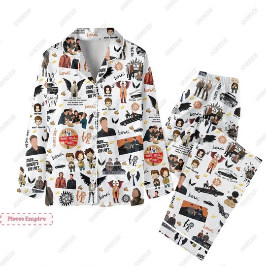 Supernatural Pajamas Set, Supernatural Movie Pajamas, Supernatural Holiday Pajamas