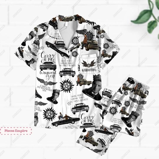 Supernatural Pajamas Set, Supernatural Shirt, Supernatural Holiday Pajamas