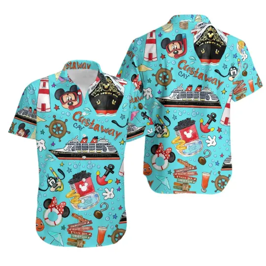 Discover 2024 Castaway Cay Hawaiian Shirt Disney Cruise Line  Shirt Casual Beach Shirt Mickey Short Sleeve Shirt