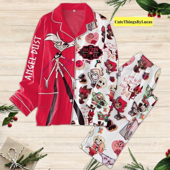 Hazbin Hotel Angel Dust Pajamas Set For Men And Women, Hazbin Hotel Pajamas Set
