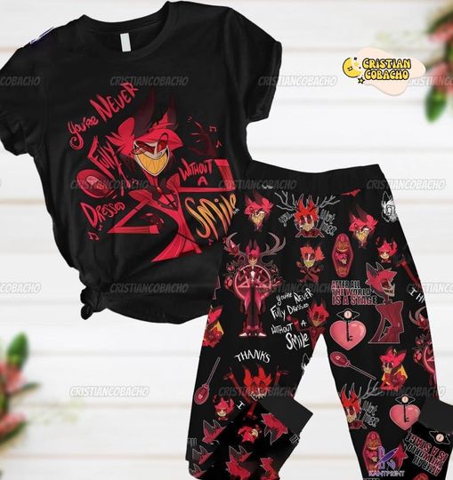 Hazbin Hotel Pajamas Set, Hazbin Hotel Shirt, Angel Dust Pajamas Pants