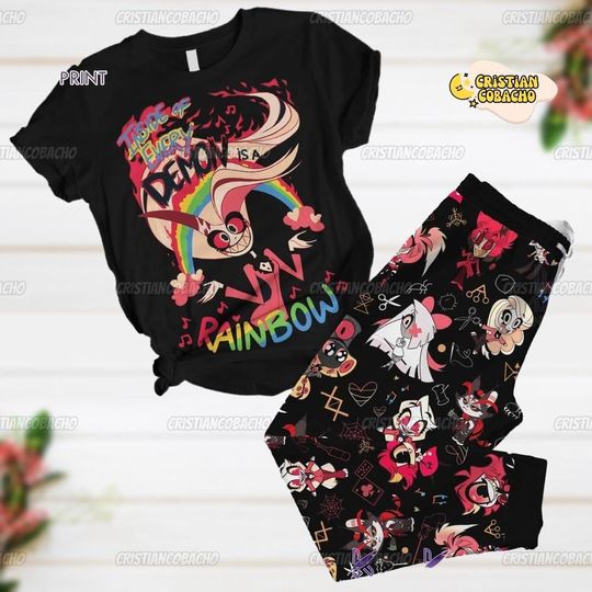 Hazbin Hotel Pajamas Set, Hazbin Hotel Inside Of Every Demon Is A Rainbow Pjs