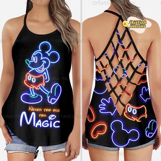Mouse Cross Tank Top, Never Too Old For Magic Shirt, Mickey Best Day Ever Workout Tank, Disney Family Shirts