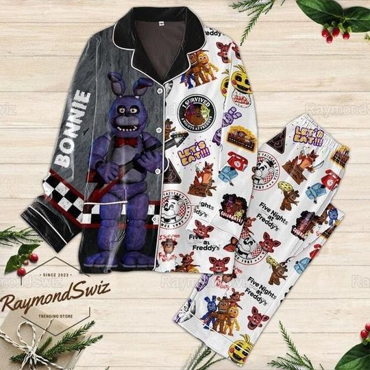 Fnaf Bonnie Pajamas Set, Five Nights At Freddy Pajamas, Vintage Fnaf Bonnie Pants