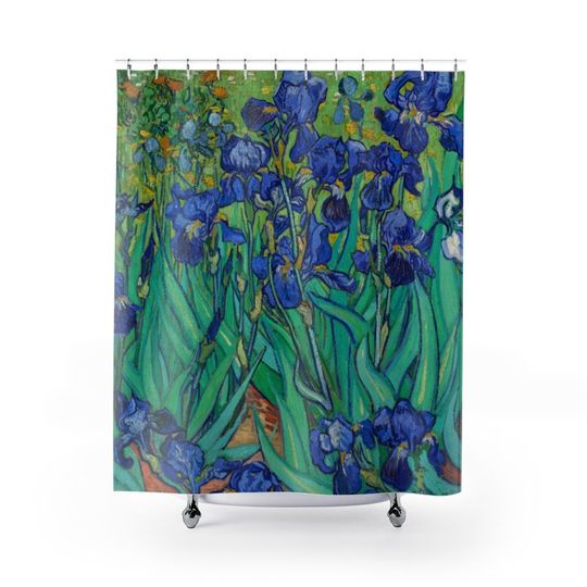 Van Gogh Nature Blue Flowers Art Bathroom Decor Shower Curtain