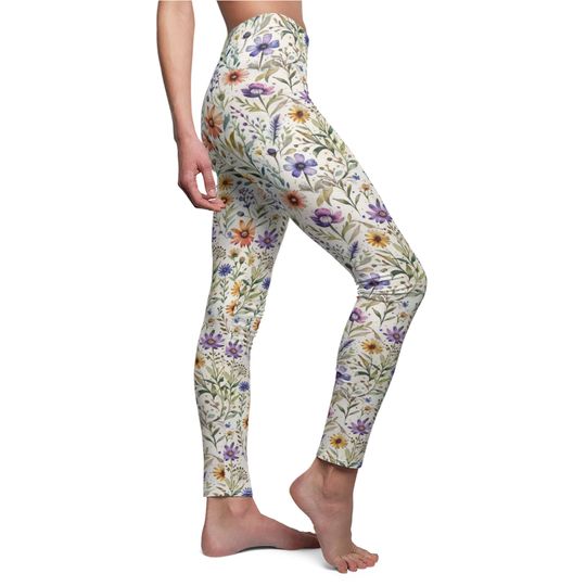 Boho Wildflower Leggings | Cottagecore Floral Yoga Pants | Bohemian Leggings