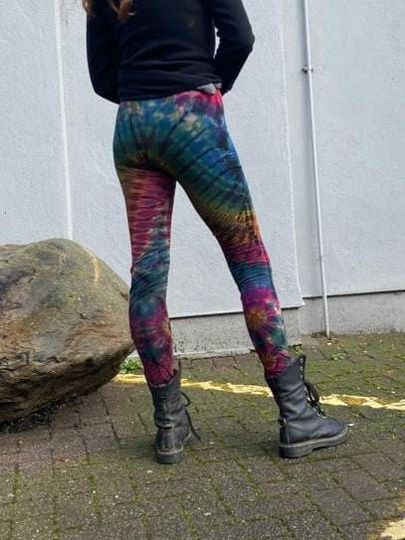 Tie dye leggings. Soft and stretchy ankle length leggings made in Thailand