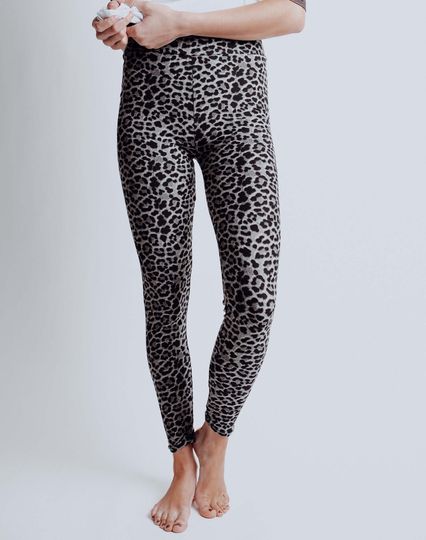 Women's Grey and Black Leopard print buttery soft Yoga waistband Leggings