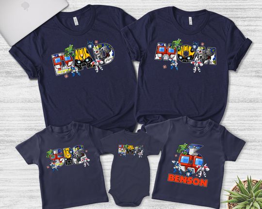 Personalized Transformer Rescue Bots Chase Birthday Shirt, Custom Transformers Birthday Family Matching Shirt=