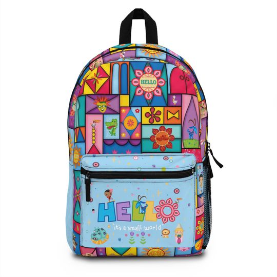 Disney's It's a Small World Backpack, Adorable Disney Travel Bag, Full Size Lightweight Backpack