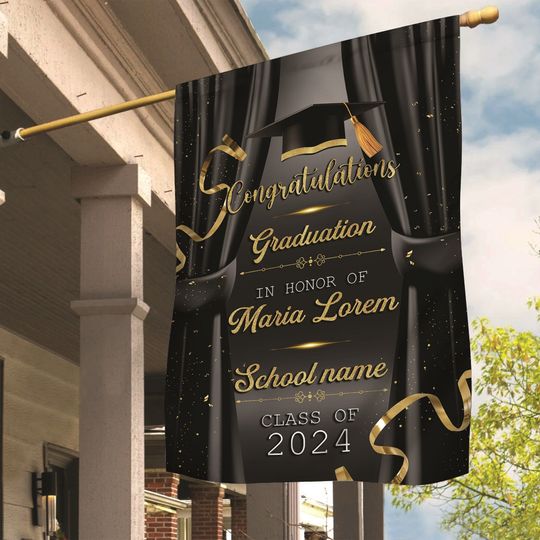 Congratulations Graduation In Honor Of 2024 House Flag | Personalized Senior Photo Flag | Graduation Gift Class Of 2024