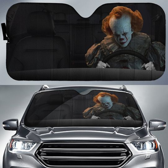 Pennywise Car Sunshade Horror Halloween Car Sunshade IT Movie Dancing Clown Horror Movie Car Sunshade Car Windshield Car Accessories