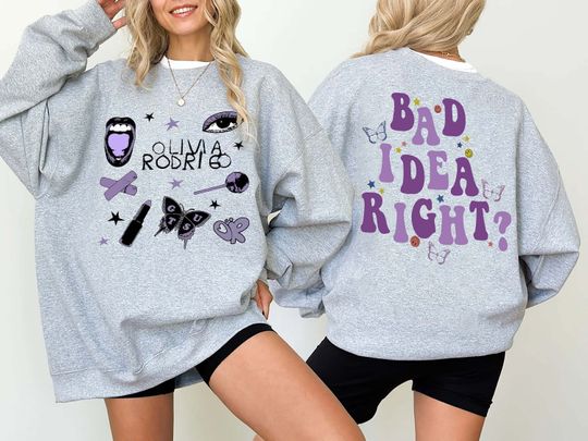 The Guts World Tour 2024, Olivia Rodrigo Bad Idea Right Double Sided Sweatshirt
