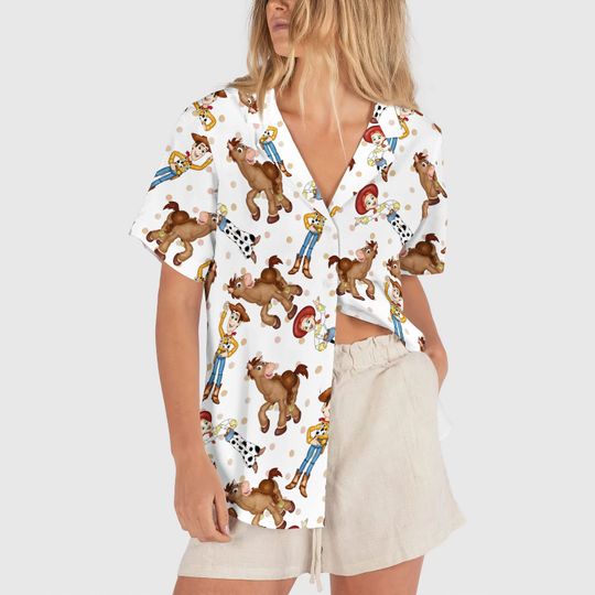 Cute Toy Story Disney Hawaiian Shirt, Retro Woody Jessie and Bullseye