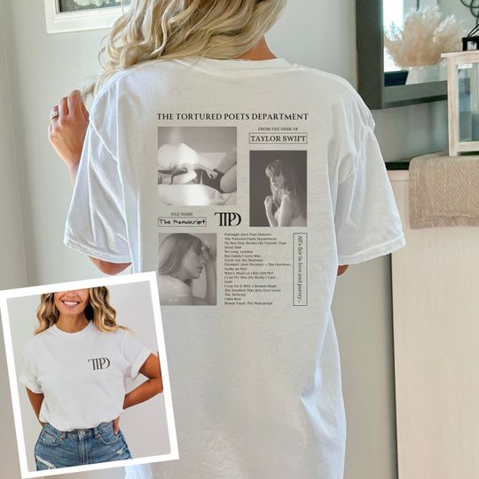 The Tortured Poets Department Collage Double-sided Tee, Taylor TTPD Album Taylor Version Merch Double Sided T-Shirt