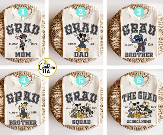 Personalized Disney Graduation Family shirts, Mickey & Friends Disney Graduation 2024