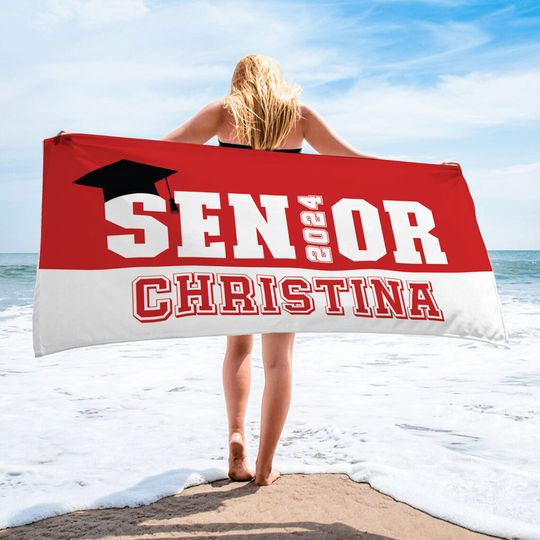 Class of 2024 Custom Beach Towel for Graduation, Senior Year Personalized Beach Towel, Senior Class  Gift For Her, Graduation Party Favors