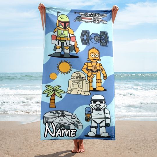 Personalized Star Movie Beach Towels, Adventure Beach Towel, Galaxy's Edge Towel, Cartoon Bath Pool Towel, Movie Family Trip Gift