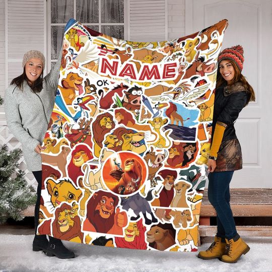 Customized Name Lion King Blanket, Disney Lion King Characters Fleece Blanket