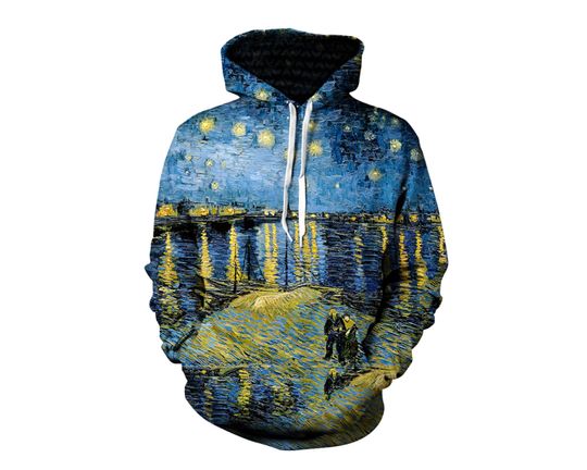 Van Gogh Inspired Starry Night Hoodie - Trippy Impressionism Nature Art All Over Print Couples Hoodies