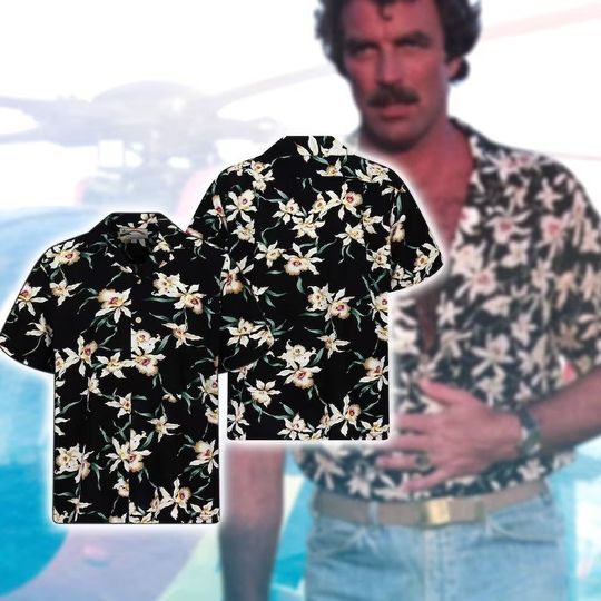 80s TV Show Retro Cool 3D Hawaiian Shirt, Jungle Flower Hawaii Summer Beach Shirt, White Flower Short Sleeve Tee, Summer Outfit