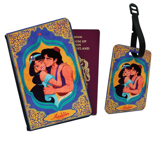 Personalised Faux Leather Passport Cover and Luggage Tag Disney Aladdin Princess Jasmine Genie Lamp Vintage Disneyland Friends Birthday Gift
