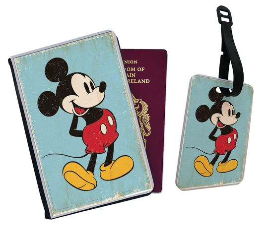 Personalised Passport Cover, Customised Luggage Tag, Disney Travel Set, Gift for him, Cute Mickey Mouse - Add your name!