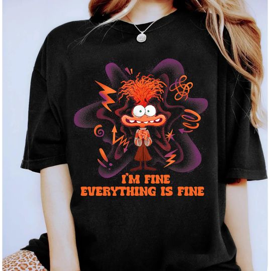 Disney and Pixars Inside Out 2 Emotions Anxiety Im Fine Everything is Fine T-Shirt,
