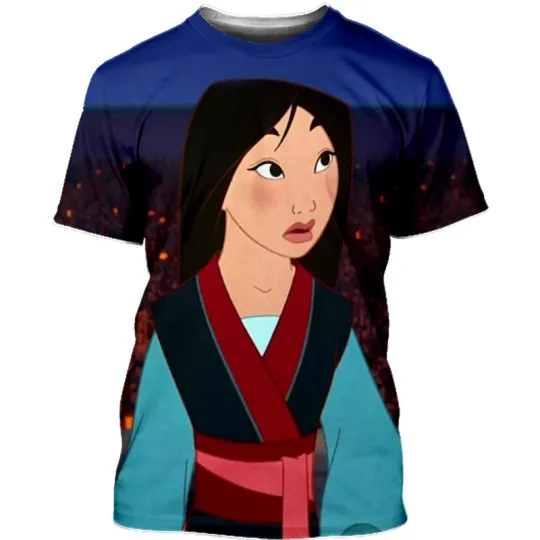 Disney Costume T-Shirt, Mulan Cartoon 3D T-shirt
