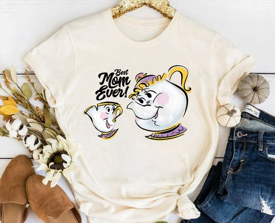 Disney Beauty and the Beast Chip Mrs. Potts Best Mom Ever T-Shirt,Disneyland Family Vacation Shirt
