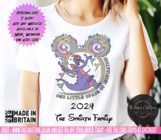 Personalised Disney World Figment Epcot Matching Family T Shirt 2024