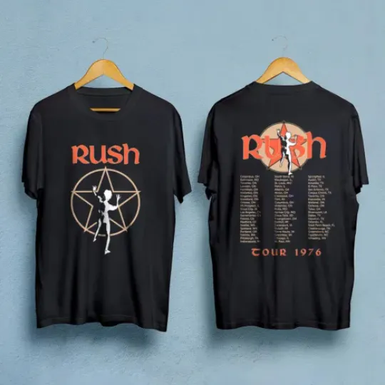 Discover Rush 1976 Tour T-shirt Double Sides For Fans S-5XL