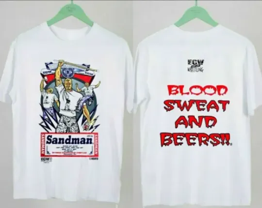 Sandman Blood Sweat Beers Shirt, Ec Mens T-Shirt Double Sided Cotton For Fans