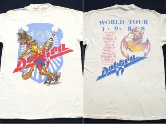 1988 Dokken - Monsters of Rock World Tour T-Shirt Double Sides For Fans