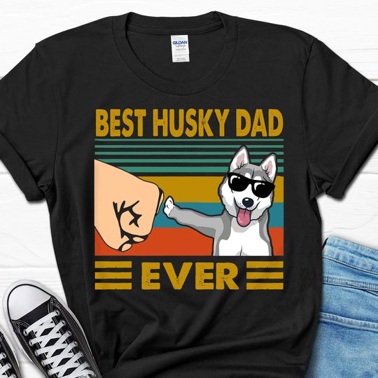 Best Husky Dad Ever Shirt, Funny Husky Dad Men's T-shirt, Husky Gift Tee for Him