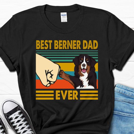 Best Berner Dad Ever Shirt, Bernese Mountain Dog Mens T-shirt, Bernese Dog Gift for Him
