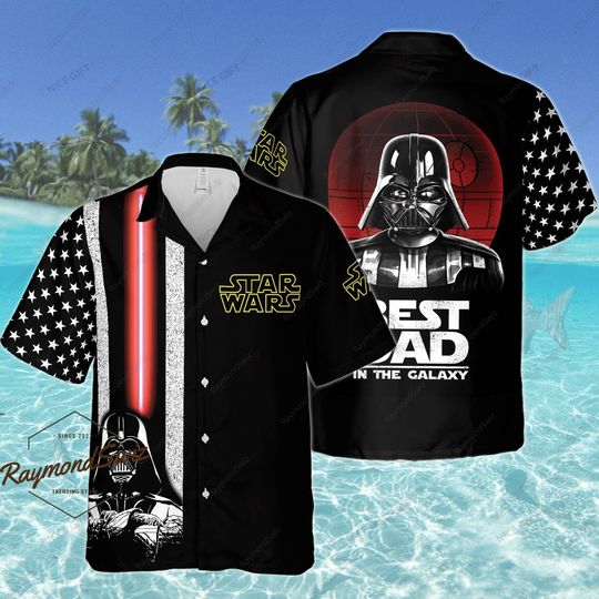 Star Wars Hawaiian Shirt, Best Dad In The Galaxy Shirt, Darth Vader Button Shirt, Button Down Shirt, Aloha Shirts Men, Gift For Him