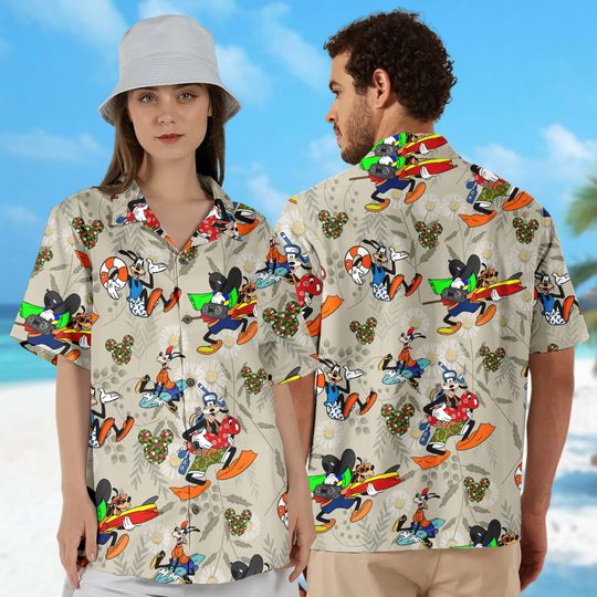 Animated Silly Dog 3D All Over Printed Hawaiian Shirt, Dog Surfing Shirt, Summer Vacation Shirt, Cute Dog Beach Shirt, Hawaii Shirt