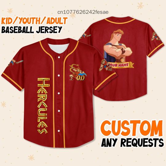 2024 New Baseball Jersey Disney Parks Hercules Baseball Jersey