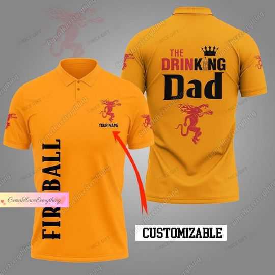 Custom Fireball Polo Shirt, The Drinking Dad Shirt, Whisky Polo Shirt, Gift For Dad