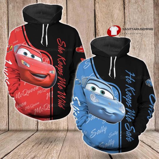 Couple  McQueen And Sally Hoodie, She Keeps Me Wild He Keeps Me Safe Matching Couple Hoodie,